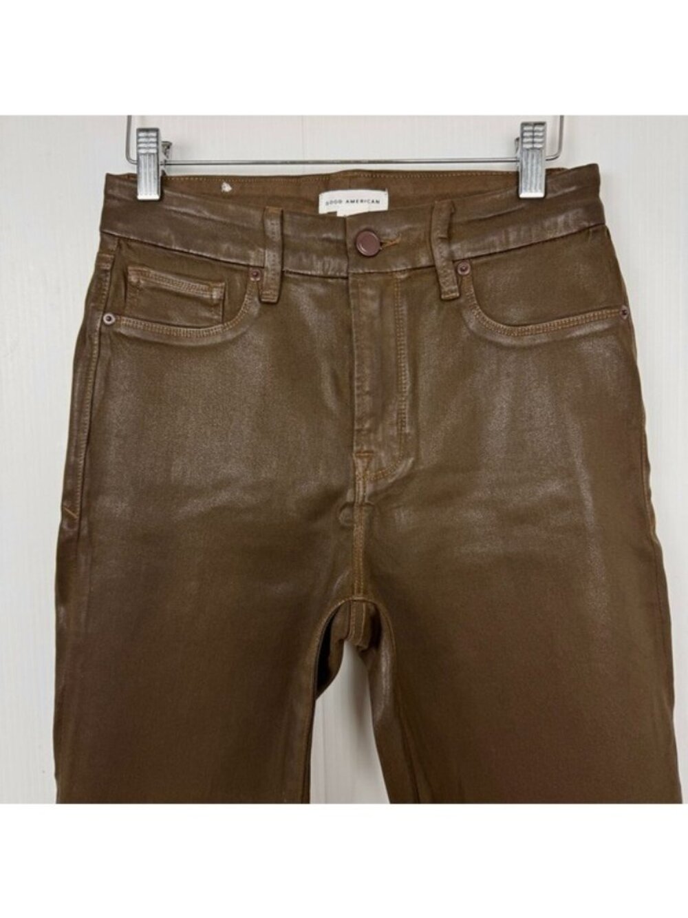 Good American GOOD LEGS COATED STRAIGHT JEANS LIGHT MOCHA 28 - Picture 4 of 14